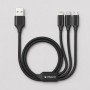 Дата-кабель 3 в 1: micro USB, USB-C, Ligthning, алюминий, 1.2м, черный, Deppa