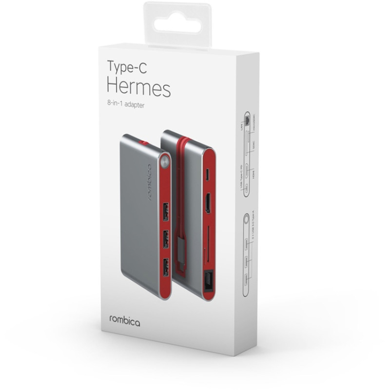 Хаб USB Rombica Type-C Hermes Red (Р)