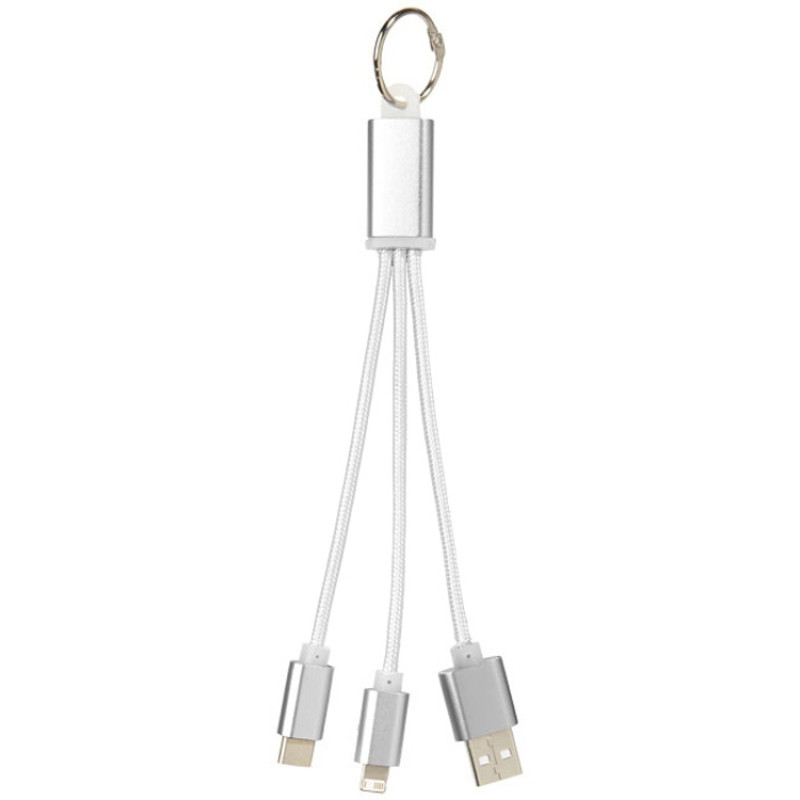 Кабель для зарядки Metal «3-в-1» с брелоком, серый