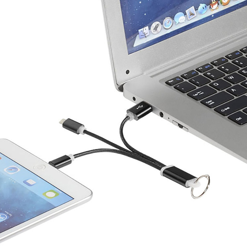 Кабель для зарядки Metal «3-в-1» с брелоком, черный