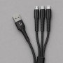 Дата-кабель Armor 3 в 1: micro USB, USB-C, Ligthning, 1.2м, черный, Deppa