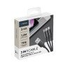 Дата-кабель 3 в 1: micro USB, USB-C, Ligthning, алюминий, 1.2м, черный, Deppa