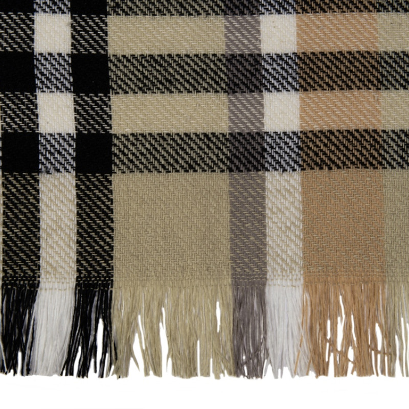 Плед Liner с бахромой, 140*205 см., бежевый с черным