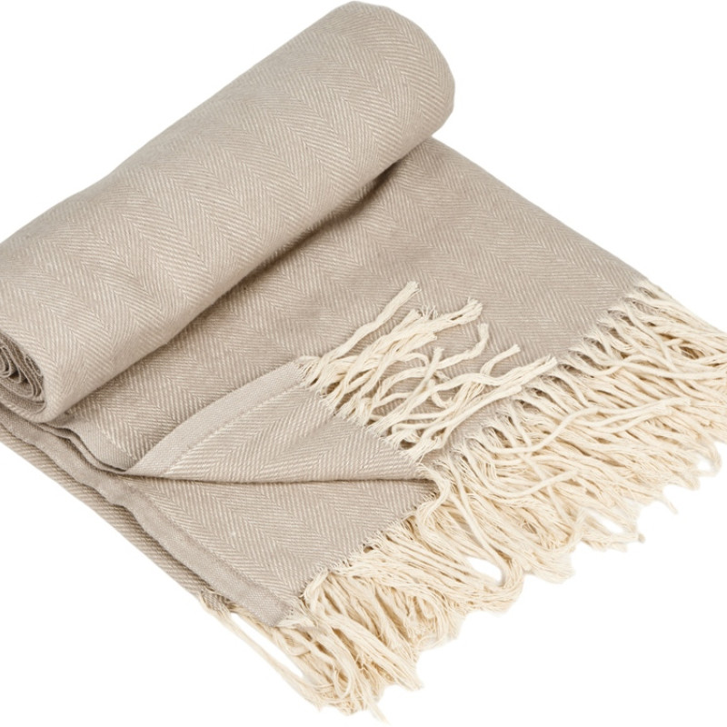 Плед "Ёлочка" 150х180 см. ПРЕМИУМ (бежевый однотонное)