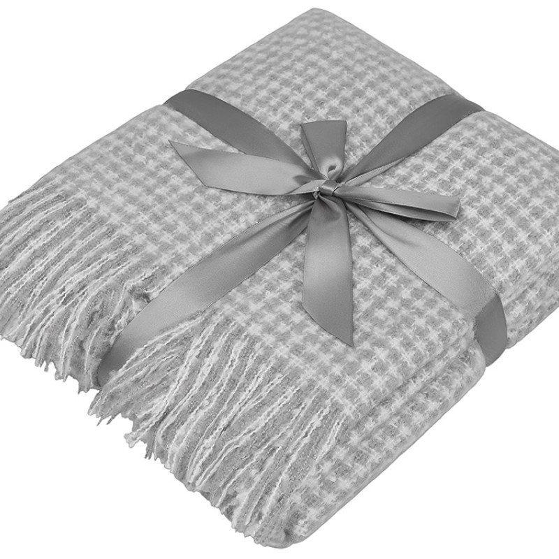 Акриловый плед Harp 130x180 см, белый/холодный серый