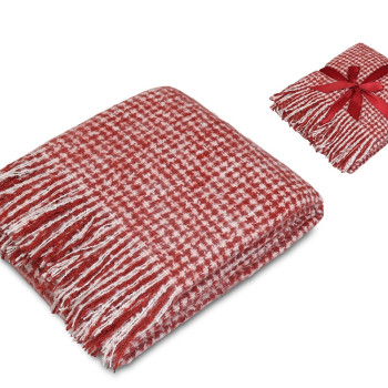 Акриловый плед Harp 130x180 см, белый/бордо