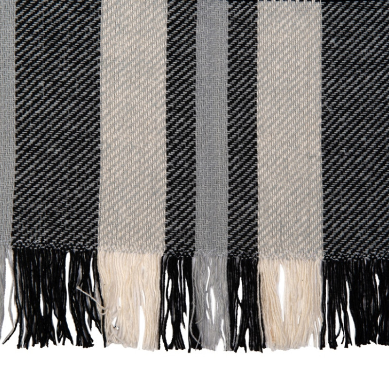 Плед Liner с бахромой, 140*205 см., серый с черным
