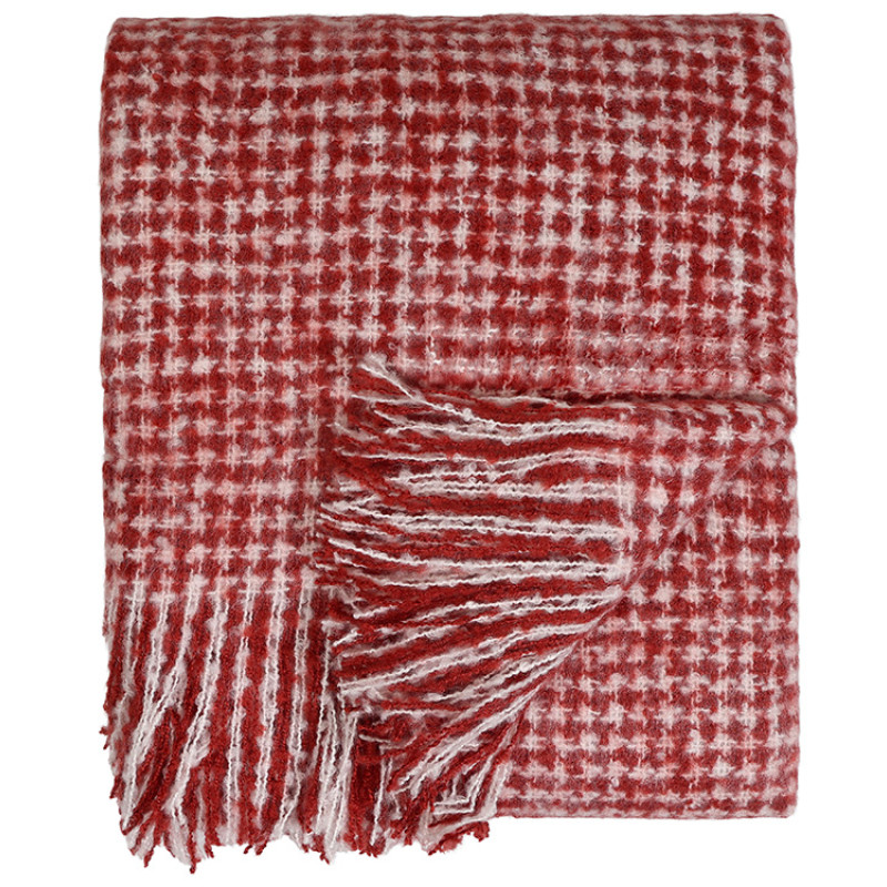 Акриловый плед Harp 130x180 см, белый/бордо