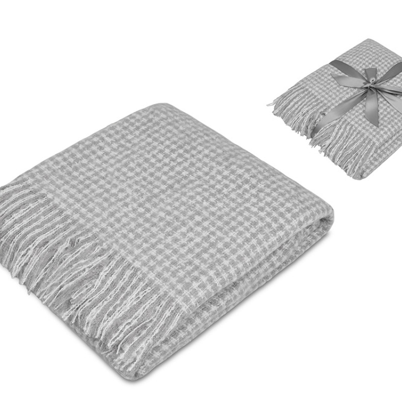 Акриловый плед Harp 130x180 см, белый/холодный серый