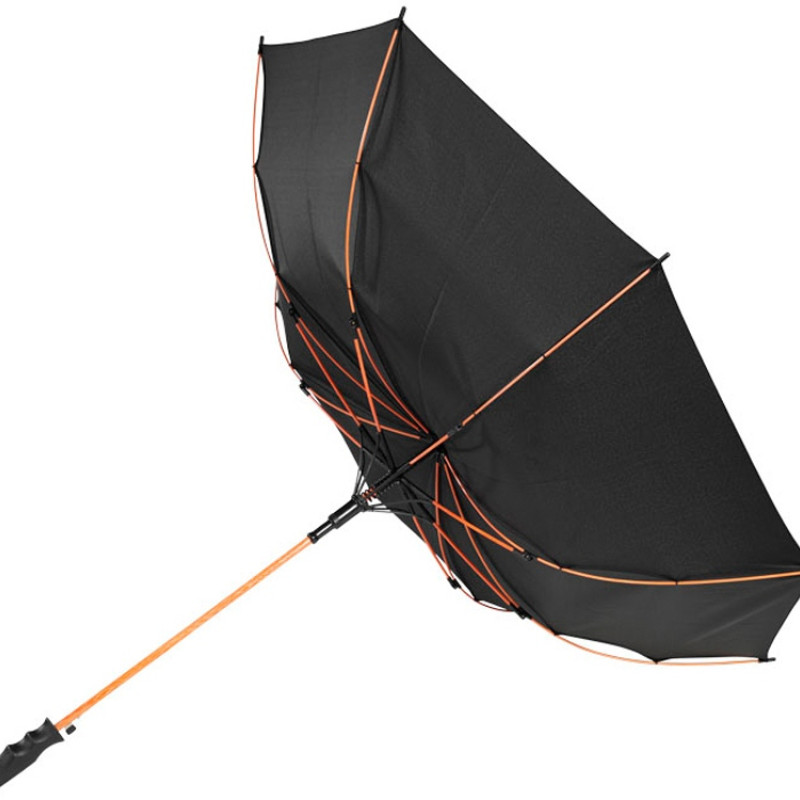 Зонт-трость "Spark" полуавтомат 23", черный/оранжевый (Р)
