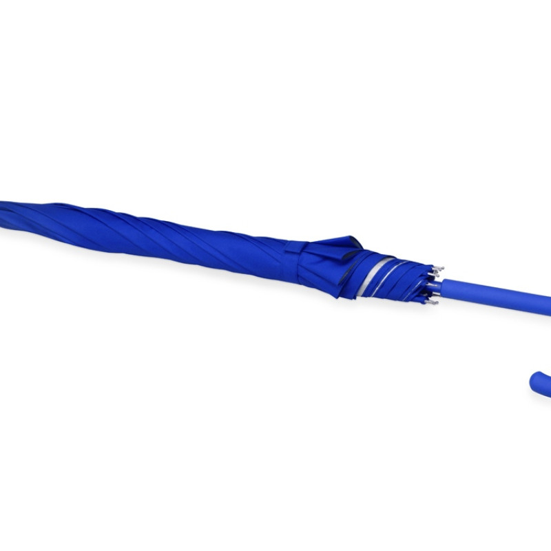 Зонт-трость "Silver Color" полуавтомат, синий/серебристый