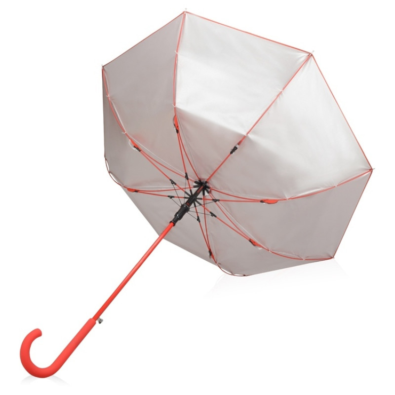 Зонт-трость "Silver Color" полуавтомат, красный/серебристый