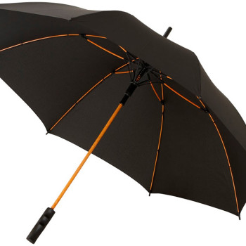 Зонт-трость "Spark" полуавтомат 23", черный/оранжевый (Р)
