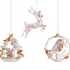 Елочные игрушки ( Снегирь+ Олень+ Ель) Розовый кварц