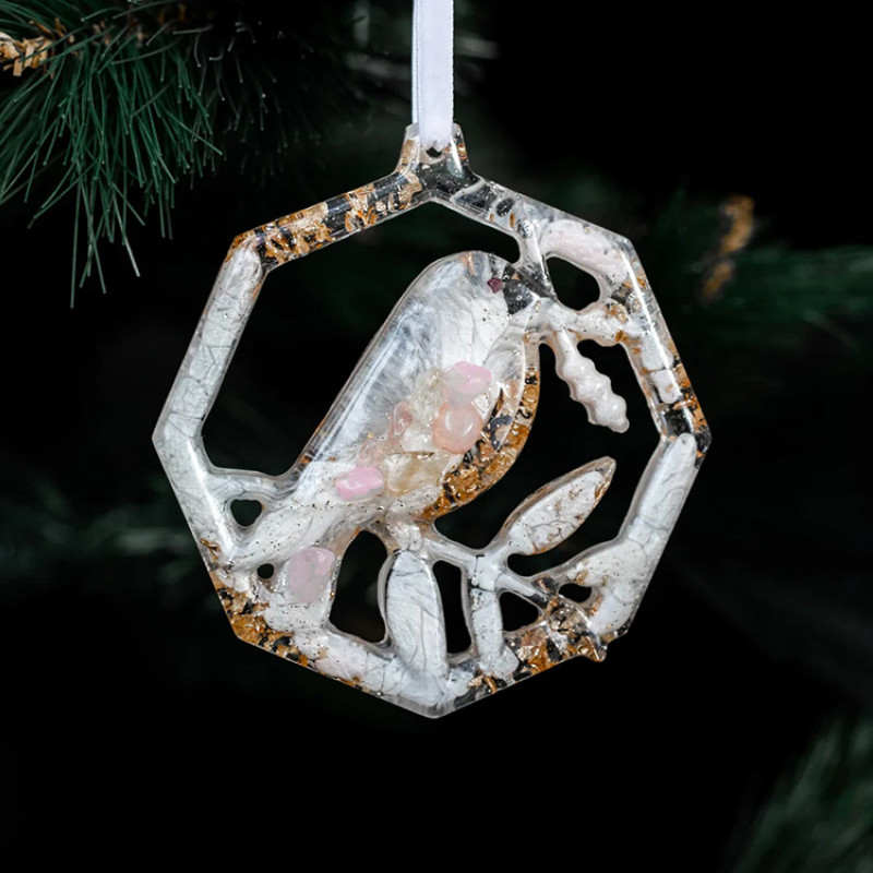 Елочные игрушки ( Снегирь+ Олень+ Ель) Розовый кварц Елочные игрушки ( Снегирь+ Олень+ Ель) Розовый кварц