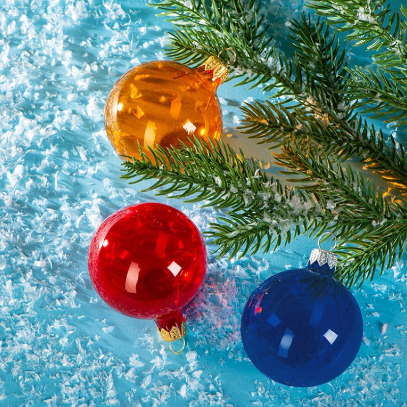 Стеклянный шар синий полупрозрачный, заготовка шара 6 см, цвет 61