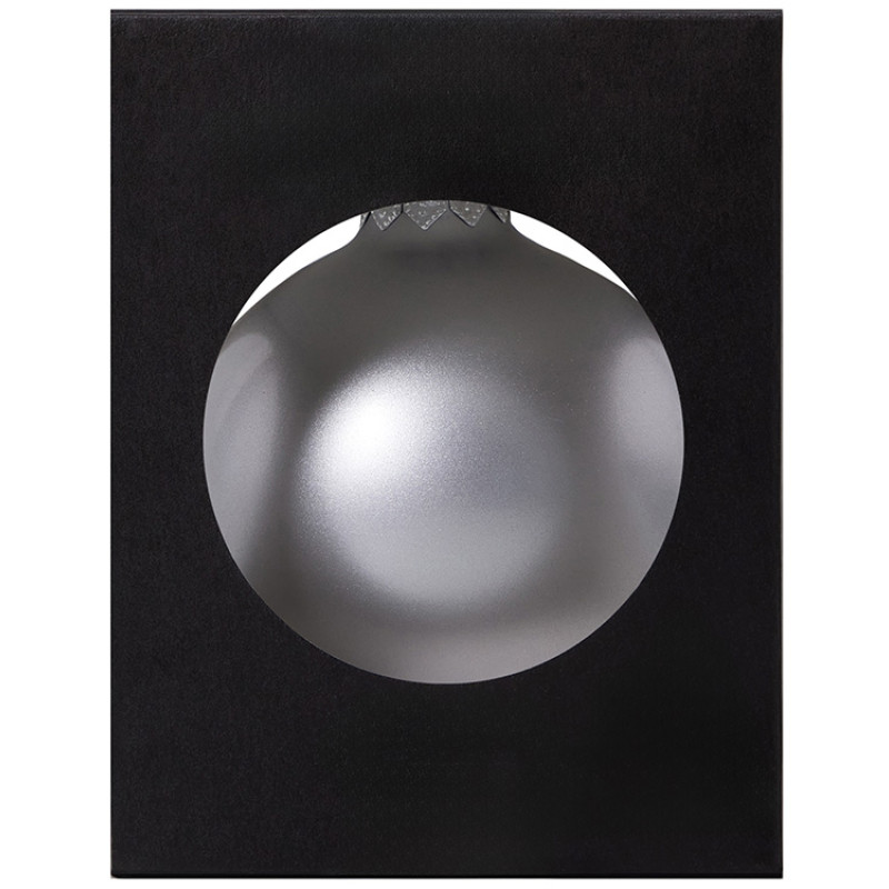 Стеклянный елочный шар "Christmas bauble", серебро, металлик, с серебристым колпачком в черной коробке