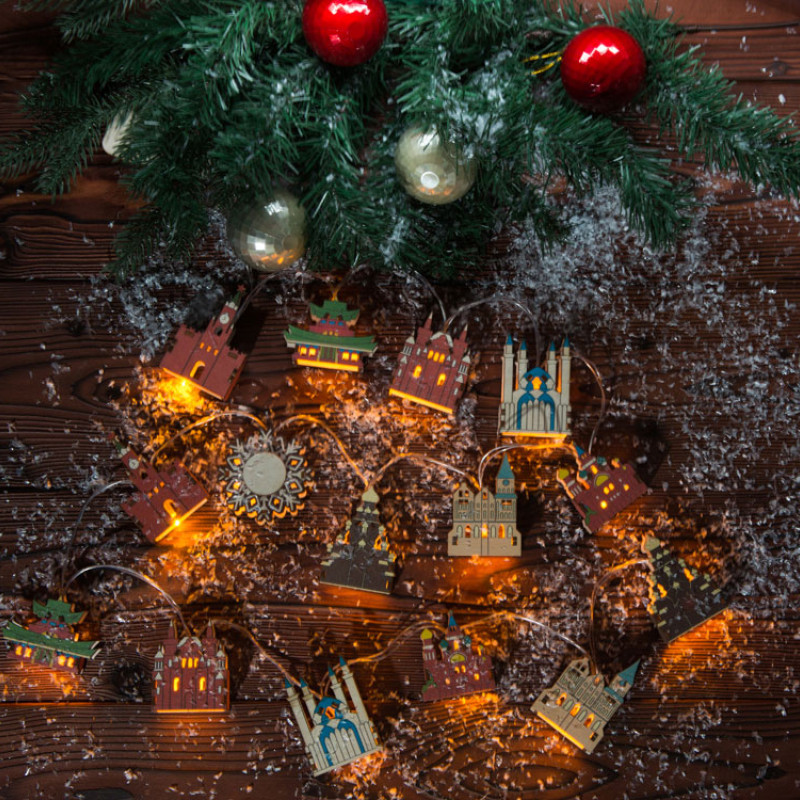 Ёлочная гирлянда с лампами в подарочной коробке «Достопримечательности России»