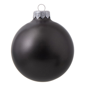 Стеклянный елочный шар "Christmas bauble", черный металлик, с серебристым колпачком в черной коробке