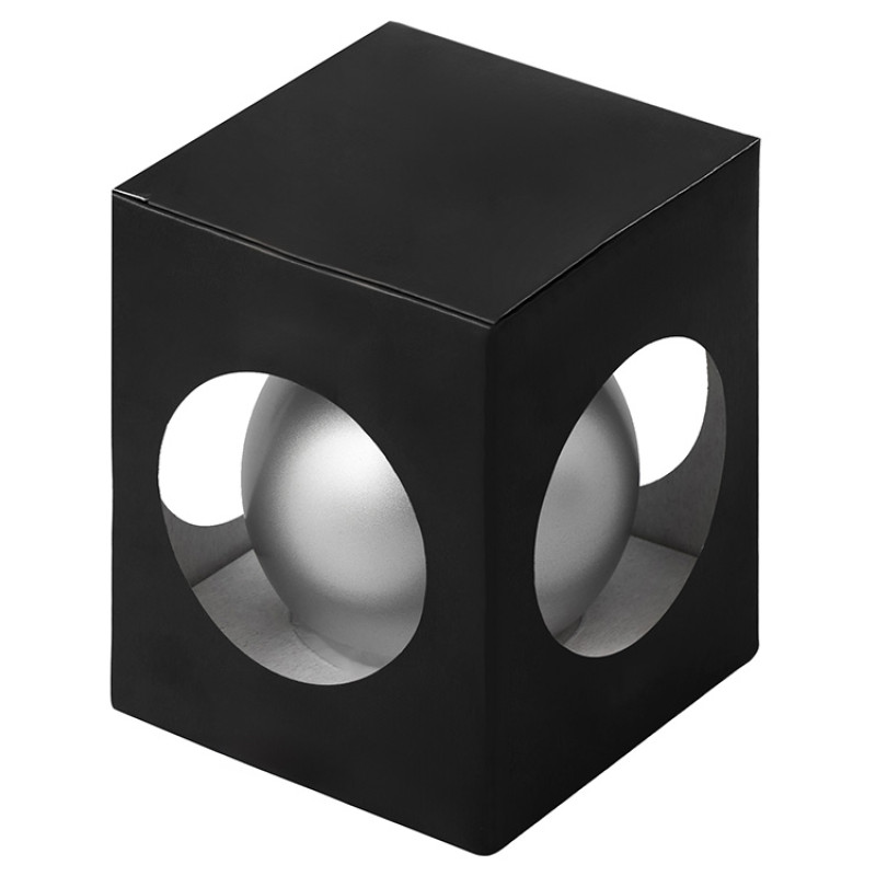 Стеклянный елочный шар "Christmas bauble", серебро, металлик, с серебристым колпачком в черной коробке