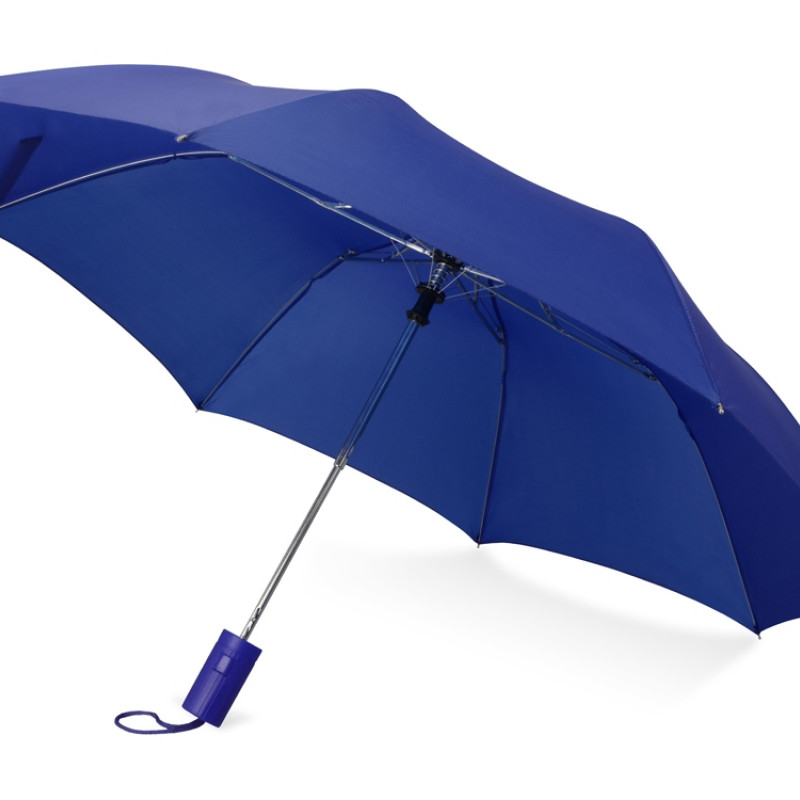 Зонт складной "Tulsa", полуавтоматический, 2 сложения, с чехлом, синий