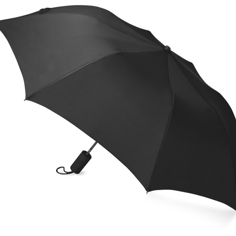 Зонт складной "Tulsa", полуавтоматический, 2 сложения, с чехлом, черный
