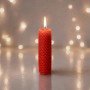 Свеча из вощины 3 х 12,5 см с деревянным ярлыком, красный