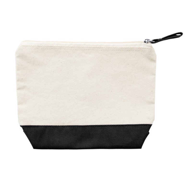 Косметичка DOEL из хлопка плотностью 280 г/м2, бежевый/черный