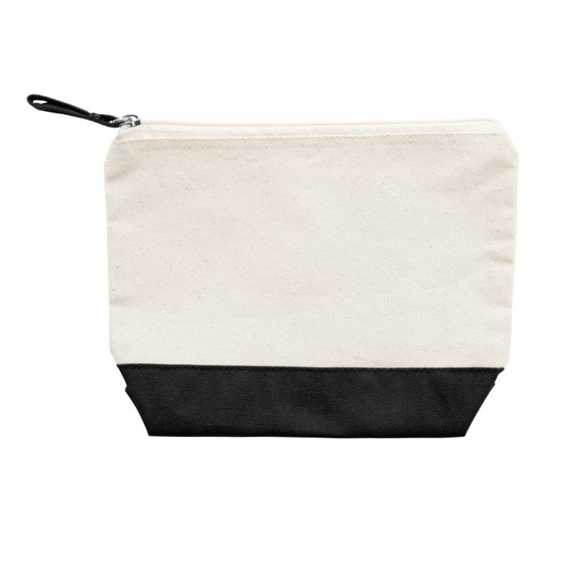 Косметичка DOEL из хлопка плотностью 280 г/м2, бежевый/черный