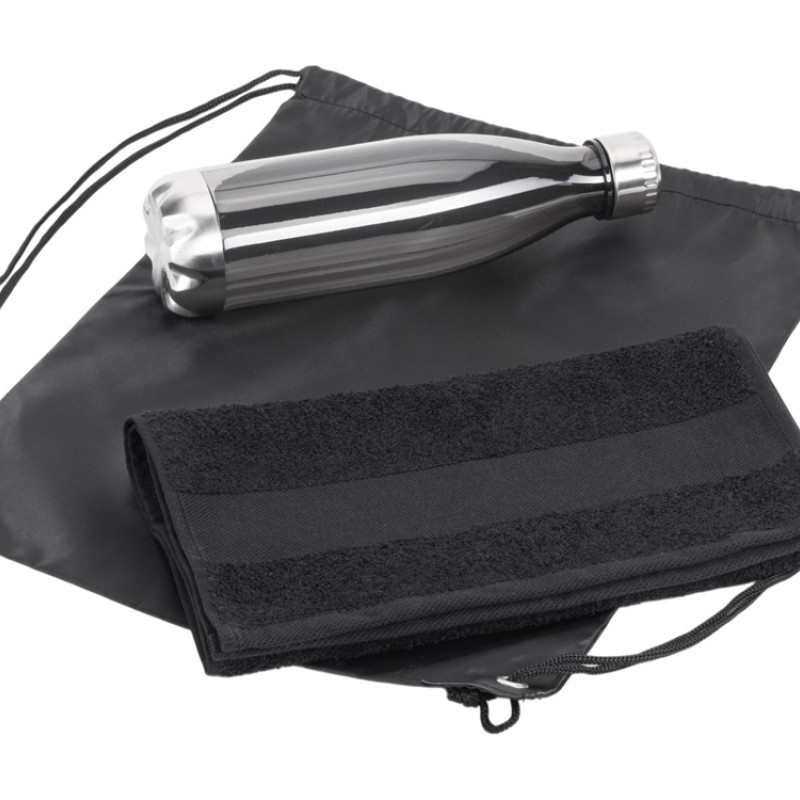 Спортивный набор с бутылкой и полотенцем «Beginner», черный