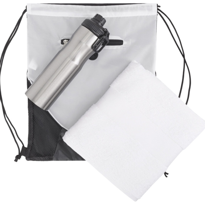 Спортивный набор со стальной бутылкой и полотенцем «Advanced», белый