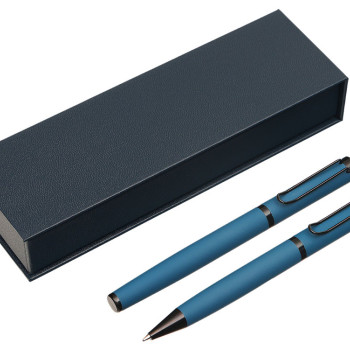 Подарочный набор из 2-х ручек "Black Lama" soft-touch, темно-синий