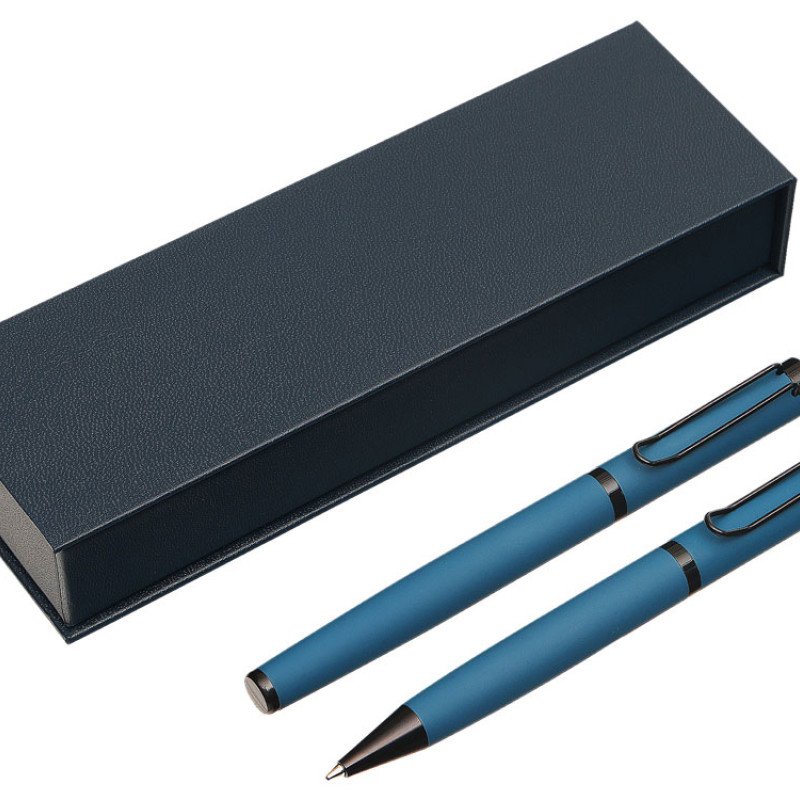 Подарочный набор из 2-х ручек "Black Lama" soft-touch, темно-синий