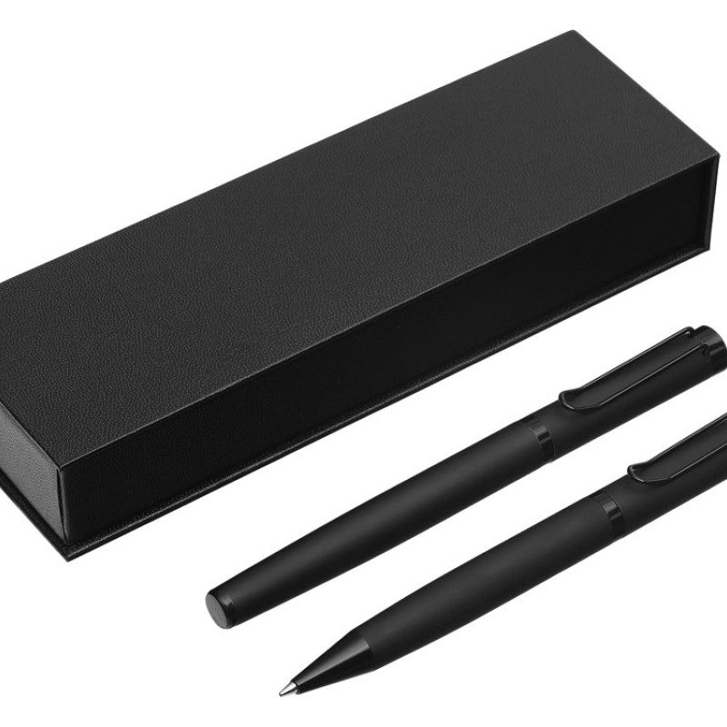 Подарочный набор из 2-х ручек "Black Lama" soft-touch, черный