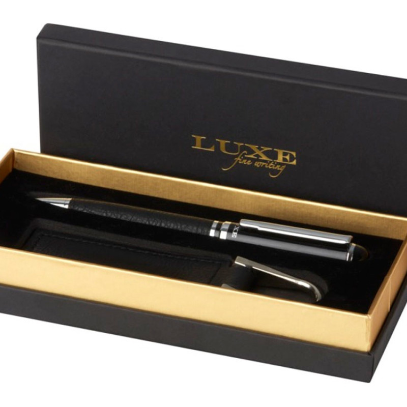 Verse Подарочный набор из шариковой ручки и брелока, черный