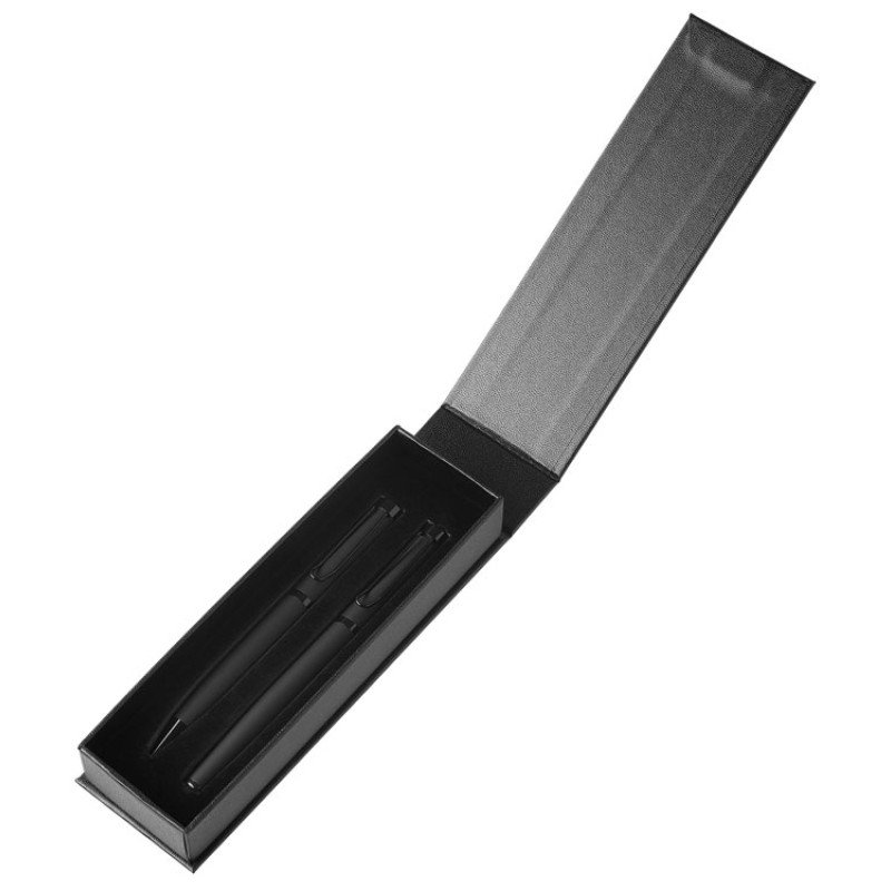 Подарочный набор из 2-х ручек "Black Lama" soft-touch, черный