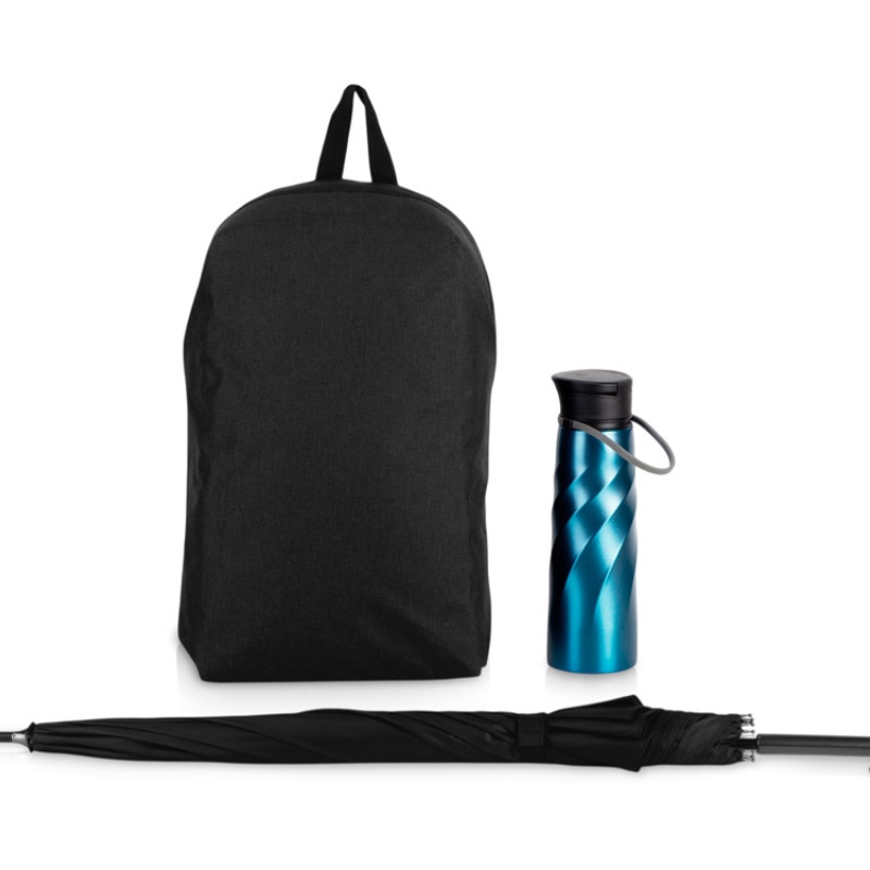 Подарочный набор с бутылкой для воды, зонтом и рюкзаком " Water element" , синий