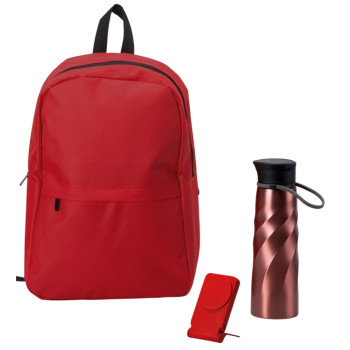 Подарочный набор с магнитным аккумулятором и бутылкой для воды "Waterpower", красный