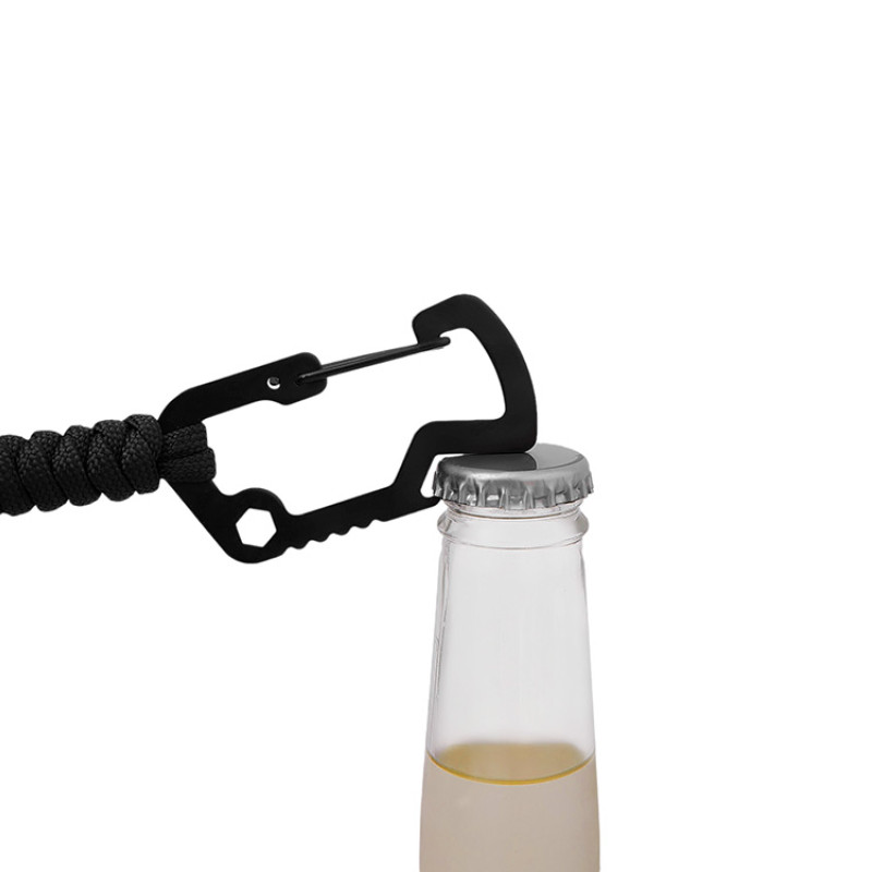 Брелок-шнурок "Spanner" с карабином с открывашкой для бутылок и ключом-шестигранником, черный