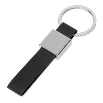 Брелок из металла и иск.кожи "Strap", серебристый/черный