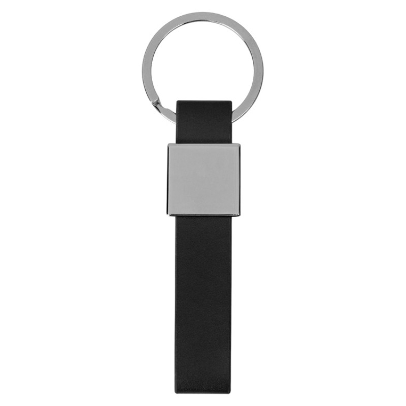 Брелок из металла и иск.кожи "Strap", серебристый/черный Брелок из металла и иск.кожи "Strap", серебристый/черный
