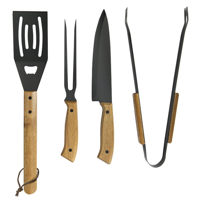 BBQ набор из акации, черный (P)