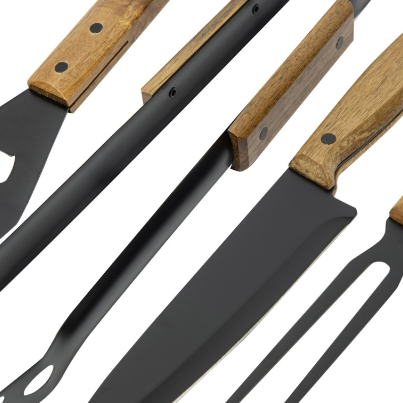 BBQ набор из акации, черный (P)