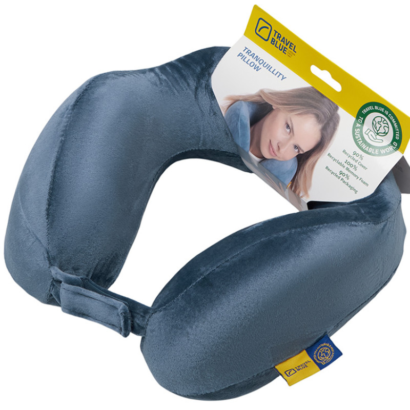 Подушка для путешествий с эффектом памяти Travel Blue Tranquility Pillow, увеличенная (212), цвет синий
