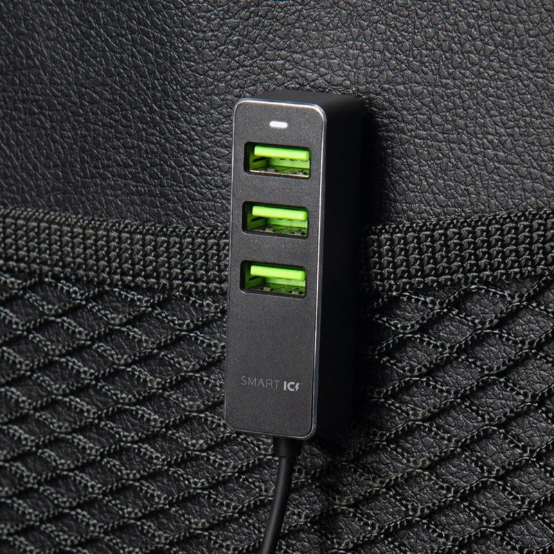 АЗУ 1 USB + 3 USB для пассажиров, QC 3.0, 7А, алюминий, графит, Deppa АЗУ 1 USB + 3 USB для пассажиров, QC 3.0, 7А, алюминий, графит, Deppa