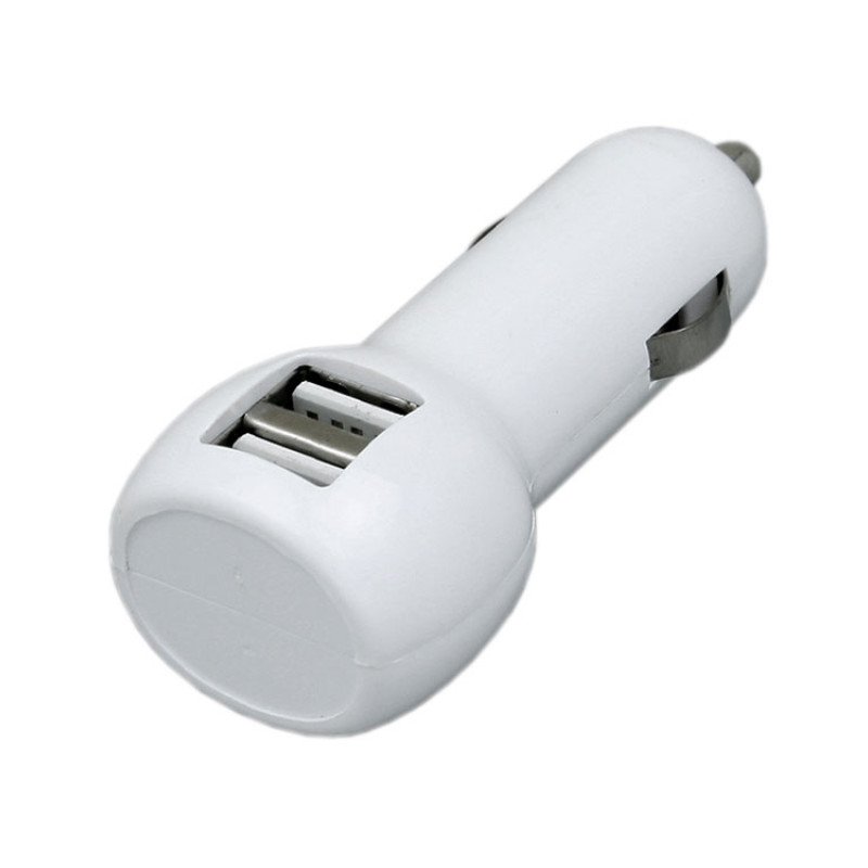 Автомобильная зарядка CC-01, 2 USB порта, белый цвет.