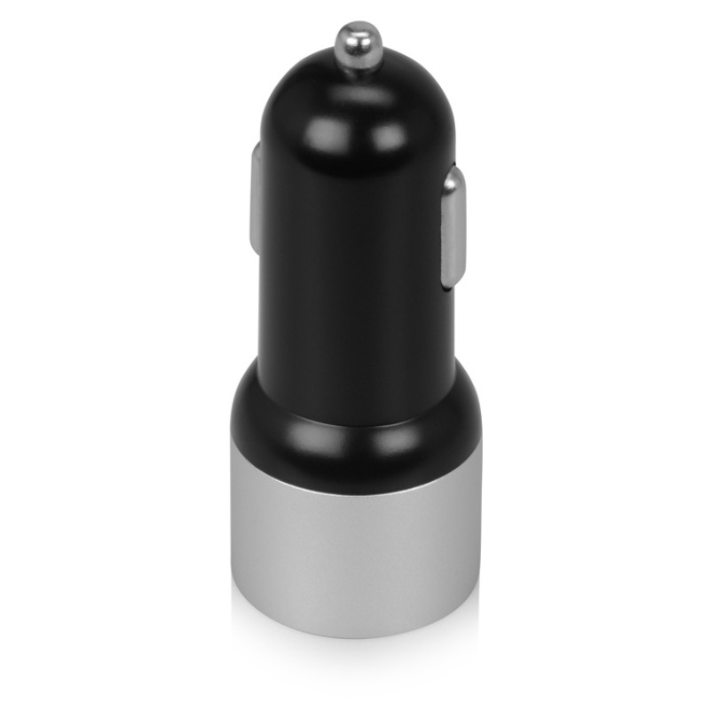 Адаптер автомобильный USB с функцией быстрой зарядки QC 3.0 "TraffIQ", черный/серебристый
