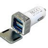 Автомобильная зарядка CC-03, 2 USB порта, квадратное основание для логотипа, серебро Автомобильная зарядка CC-03, 2 USB порта, квадратное основание для логотипа, серебро