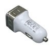 Автомобильная зарядка CC-03, 2 USB порта, квадратное основание для логотипа, серебро Автомобильная зарядка CC-03, 2 USB порта, квадратное основание для логотипа, серебро