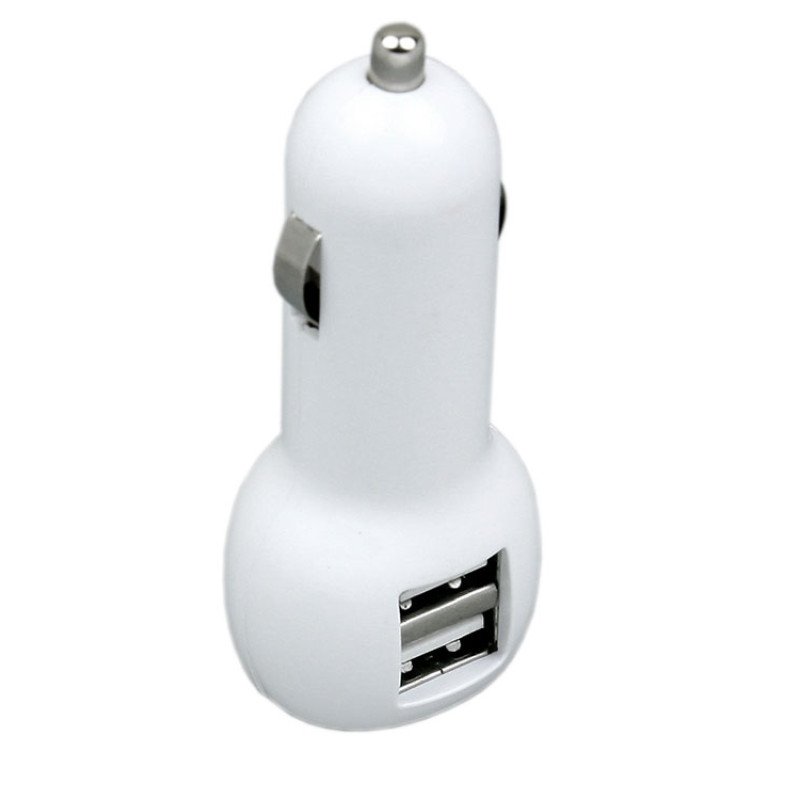 Автомобильная зарядка CC-01, 2 USB порта, белый цвет.
